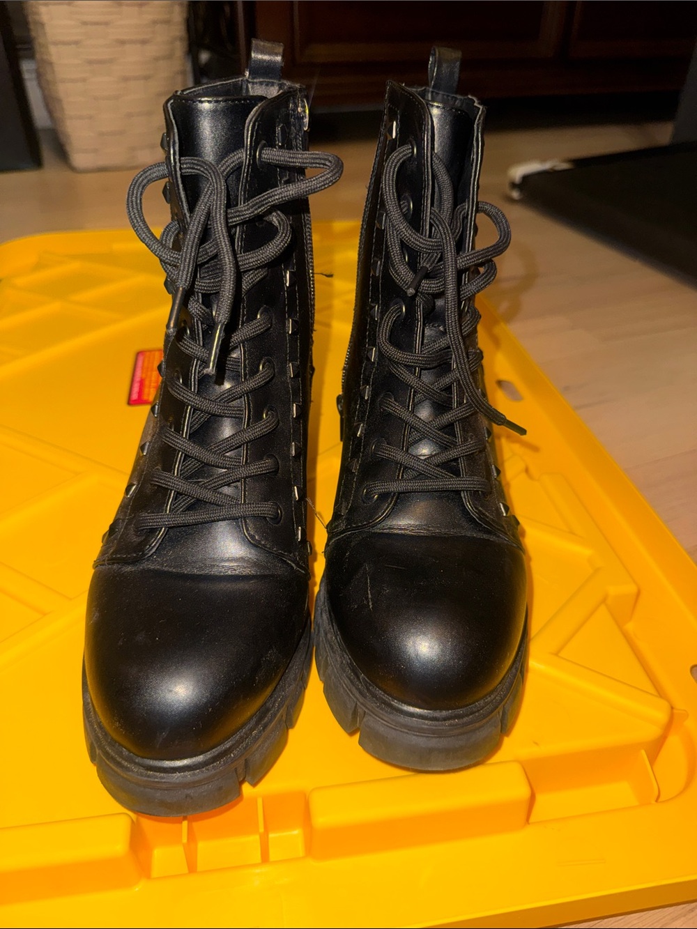 MIA Black Lace-Up Platform Combat Boots